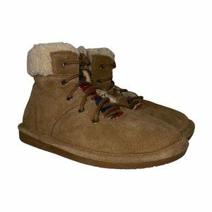 BearPaw Marie Brown Leather Suede Wool Sheepskin Girl's 3